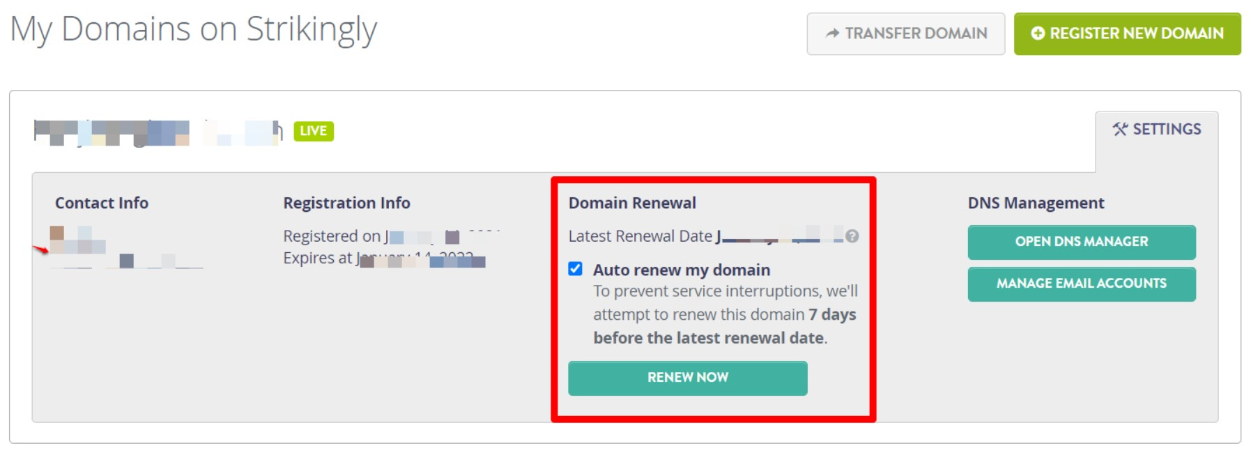 Renew Domain Renew Domain